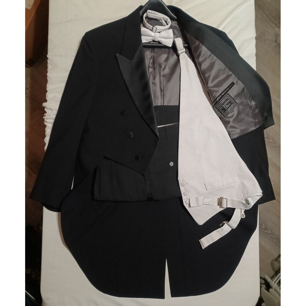 Vintage Christian Dior Le Connaisseur 44S 4-Piece Long Tail Tuxedo Set Tailcoat